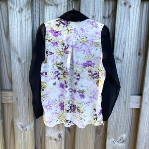 Forever 21 small floral purple & black button down